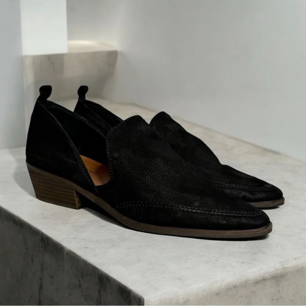 Lucky Brand | Mahzan Ankle Suede D’orsay Booties Almond Toe Black